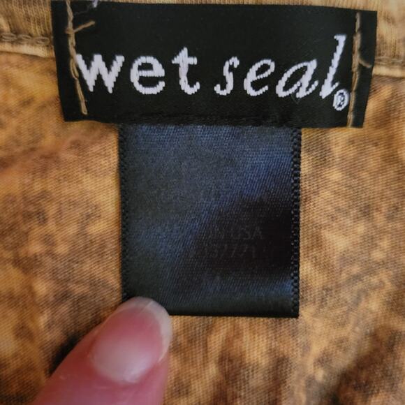 WET SEAL Brown Distressed Cut & Knotted Back Love Tunic Length‎ Tank Top - M - Picture 4 of 7